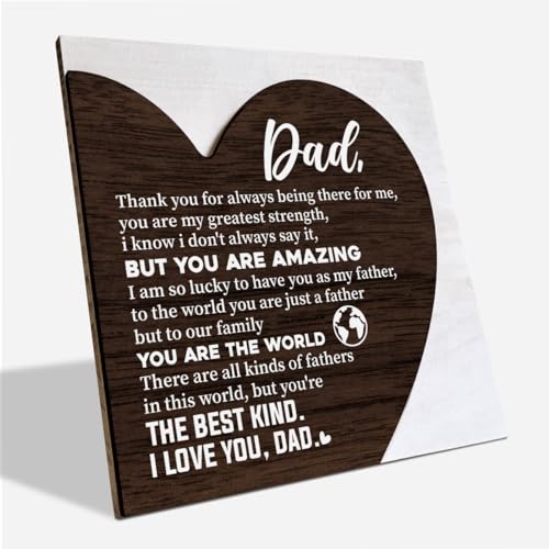 Dad Gifts, Heart Plaque Sign Decor, Heart Shaped Wooden Sign, Sentimental Dad Poem Sign Decor, Plaque for Father's Day, Gift for Dad from Daughter Son, Dad Birthday Gifts Idea, Christmas Gift for Dad