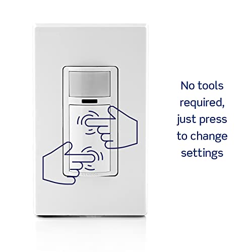 Leviton DOS15-1LZ Decora Occupancy Motion Sensor In-Wall Switch, Auto-On, 15A, Single Pole, Multi-Way or Multi-Sensor, White with Ivory, Light Almond Faceplates