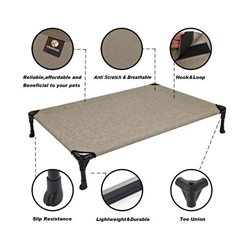 Veehoo 2 Pack Raised Dog Bed, Cooling Elevated Dog Bed, Portable Pet Cot with Washable & Breathable Mesh, No-Slip Feet, Durable Dog Cots Beds for Large Dogs, 42" x 30", Beige Coffee, CWC1803-L