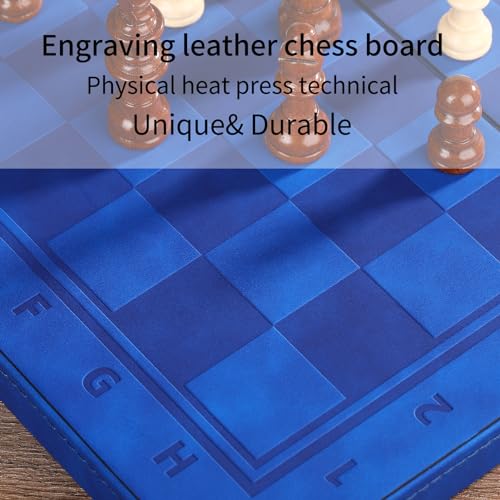 Rinten 2 in 1 Magnetic Chess Set & Checkers Board Game, 12" Handmade Folding Chess Board, Portable Travel Chess Set, Beginner Chess Board Game for Adults & Kids