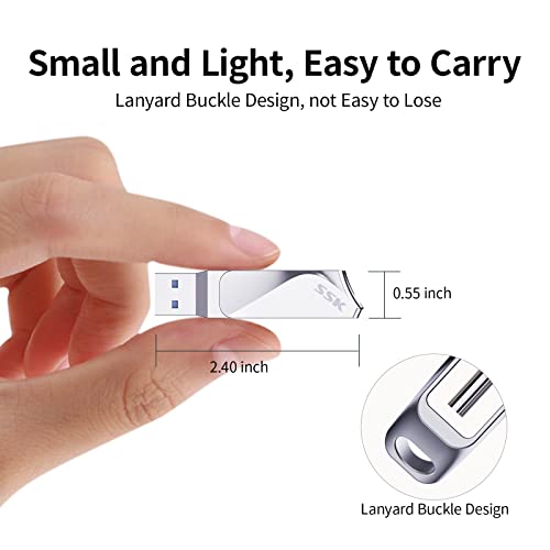 SSK 64GB USB C Flash Drive Dual Drive 2 in 1 OTG USB A 3.2 + Type C Memory Stick Thumb Drive, Thunderbolt Pendrive up to 200MB/s Transfer Speed Photo Stick for Android Phones/Tablets/Mac/Laptop