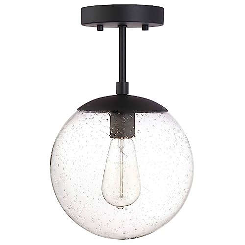 Design House 588517-SG Gracelyn Modern Indoor Dimmable Semi-Flush Ceiling Light with Clear Seedy Glass Globe Shade for Kitchen Hallway Bedroom, Satin Gold