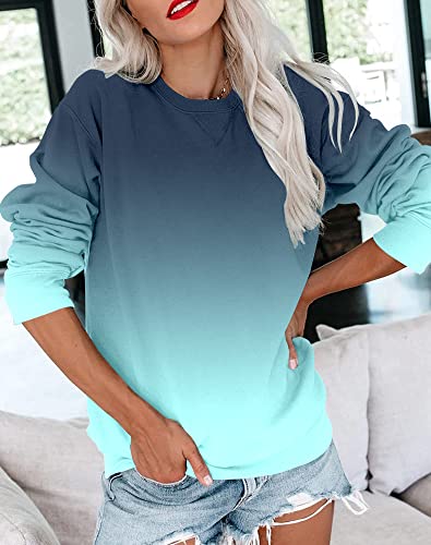 BeadChica Womens Casual Crewneck Sweatshirt Long Sleeve Tops Cute Pullover Loose Fit-Solid-S