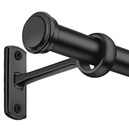 1 Inch Curtain Rods, Black Curtain Rods, Curtain Rods for Windows 18 to 28, Outdoor Curtain Rod for Patio, Wall Mount & Ceiling Mount, Adjustable Curtain Rod, Room Divider Curtain Rod (18” to 28”)