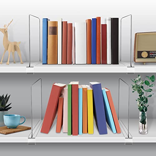 OMGelic Acrylic Shelf Dividers for Closet Organization 4PCS Closet Shelf Divider Closet Dividers for Shelves Shelf Organizer for Closet Shelf Organizer for Wood Closet Separator Clear