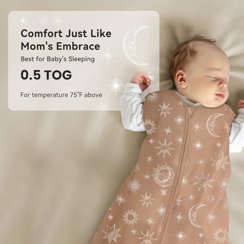 Unnivoll Baby Sleep Sack 12-18 Months 3 Pack 100% Cotton Lightweight 0.5 TOG Wearable Blanket Baby Sleep Bag with 2-Way Zipper for Newborn Infant White Gray Blue Space
