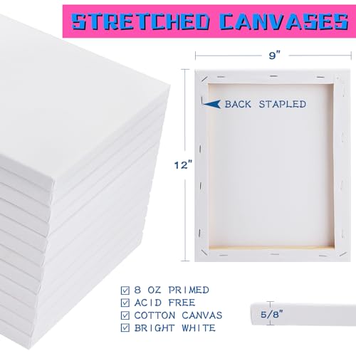 Halobios 3 Packs Blank Canvases for Painting with 11x14 Inch, 5x7 Inch, 8x10 Inch Canvas, Stretched Canvases for Acrylics,Oils & Other Painting Media, 5/8 Inch Profile 100% Cotton Artist Framed Canvas