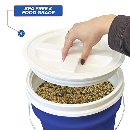 ePackageSupply 5 Gallon White Bucket with Gamma Seal Screw on Airtight Lid | Made in USA | Food Grade | Heavy-Duty | Durable 90 Mil All Purpose Pail | Easy Stack and Store | BPA Free (3 Count), Blue