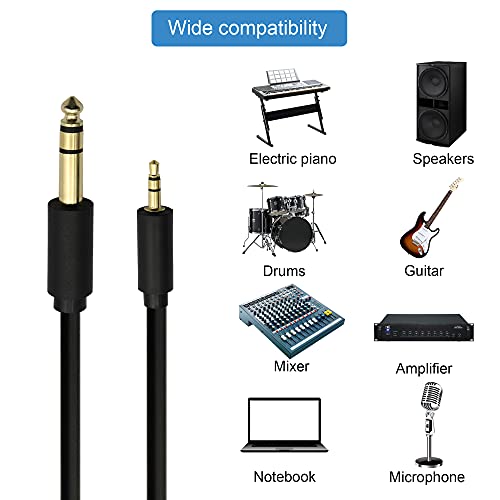 GINTOOYUN 6.35mm TRS to 3.5mm TRS Stereo Audio Cable,6.35 1/4" Male to 3.5 1/8" Male Aux Jack Adapter for Guitar,Laptop,Piano,Smartphones,Amplifiers,Home Theater Devices,etc. (Black-0.5M)