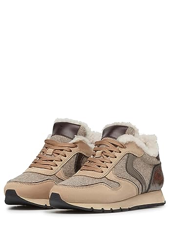 VOILE BLANCHE Women's Julia Shearling Trainers, Beige/Black, 5 Medium US