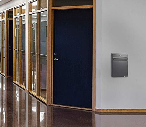 AdirOffice Wall Mount Drop Box - Heavy Duty Secured Storage with Lock - for Commercial Home Office or Business Use (Black)