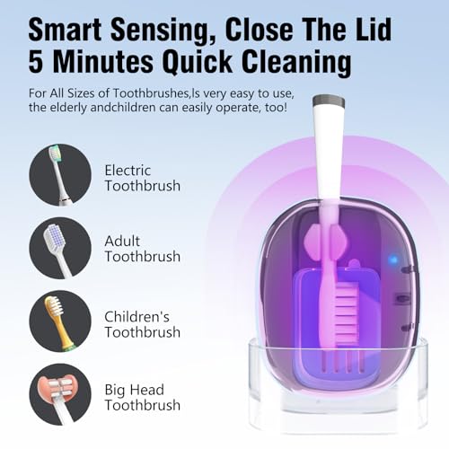 UV Toothbrush Covers Case San itizer and Holder with Light,Toothbrush Covers with Holder, Rechargeable Portable Toothbrush Cleaner Case, Toothbrush Box Fan（Blue）