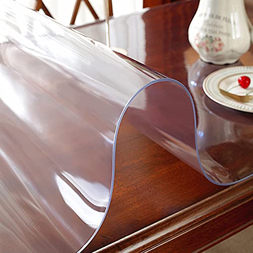 OstepDecor Clear Table Cover 2mm Thick, 36 x 84 Inch Table Protector for Dining Room Table, Clear Table Cloth Protector, Plastic Table Pad, Clear Vinyl Tablecloth Protector for Kitchen Wood Table