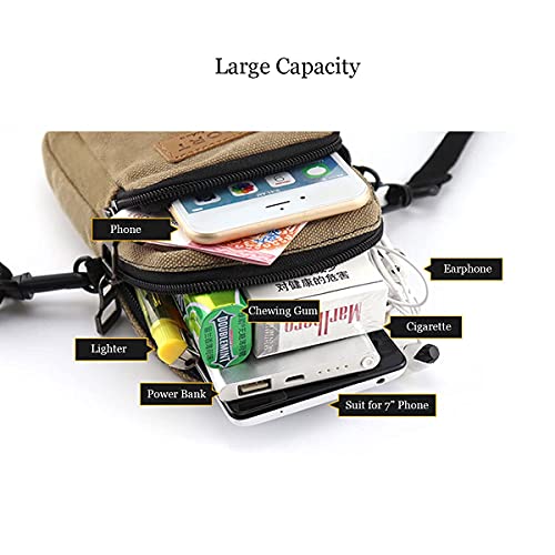 Outdoor Waist Bag Wallet for Men Crossbody Belt Cellphone Loop Holster Case Fanny Pack with 2-Zipper Pockets Mini Shoulder Bag Belt Waist Packs Pouch Purse Phone Bag Compatible with iPhone/Samsung, Black