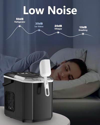 Nugget Ice Maker Countertop, Crushed Chewable Ice Maker, Self Cleaning Ice Makers with One-Click Operation, 34Lbs/24H, Pebble Portable Ice Machine with Ice Scoop for Home Bar Camping RV (Grey)