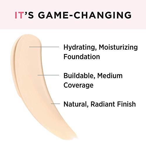 IT Cosmetics Your Skin But Better Foundation + Skincare, Medium Cool 34 - Hydrating Coverage - Minimizes Pores & Imperfections, Natural Radiant Finish - With Hyaluronic Acid - 1.0 fl oz