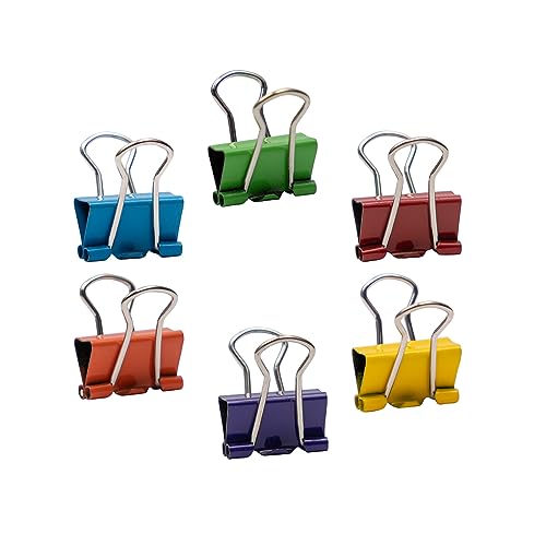 JAM PAPER Colorful Binder Clips - Large - 1 1/2 Inch (41 mm) - White Binderclips - 12/Pack
