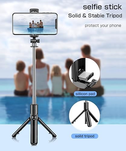 Selfie Stick, Extendable Selfie Stick Tripod,Phone Tripod, Tripod Stand 360°Rotation for iPhone 15/14/13/12/11 and Smartphone, Compatible with Gopro, Group Selfies/Live Streaming/Video Recording