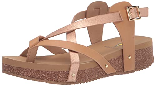 VOLATILE Women's Engie Multi Strap Thong Sandal, Rose Gold, 6M