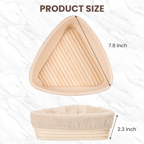 Banneton Bread Proofing Basket Set of 2, Triangle Sourdough Bread Baking Supplies, Banneton Basket Proofing Baskets for Sourdough Bread Baking