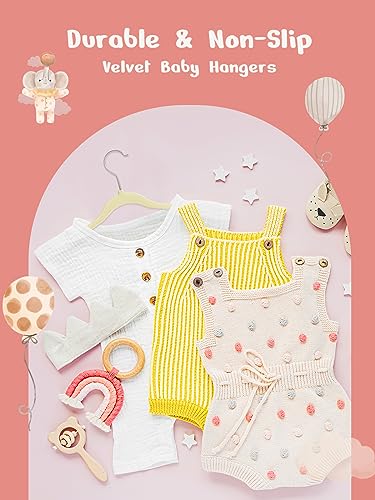 HOUSE DAY Velvet Baby Hangers 50 Pack, Premium Children's Hangers for Baby, Infant & Toddler Clothes, Durable Non Slip Baby Felt Hangers Beige, 11 Inch Baby Hangers for Closet, Ideal for Everyday Use