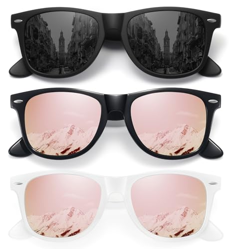MEETSUN Polarized Sunglasses for Men Women Classic Retro Sun Glasses for Driving UV Protection (3 Styles) A-Matte Black