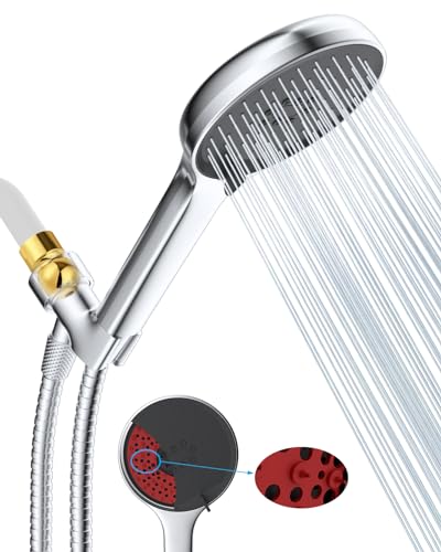 Hibbent Self-Cleaning Shower Head with Handheld, High Pressure 3 Spray Modes Showerhead Set, Powerful Shower Heads with 71'' Stainless Steel Hose, Adjustable Shower Bracket with Brass Joint, Black