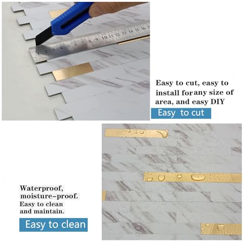 WEIMEISC 20-Sheet Peel and Stick Backsplash Tile, PVC Mixed Metal Stick on Backsplash Tiles for Kitchen (Black + Silver, 20)