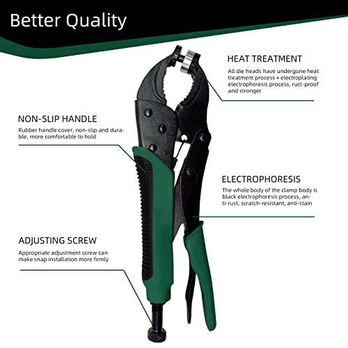 Heavy Duty Snap Fastener Tool Adjustable Vice Grip Snap Setter Tool Includes 40 Sets 15mm Snaps for Boat Cover, Replacing Metal Snaps, Repairing Boat Covers, Canvas, Sewing, Tarps