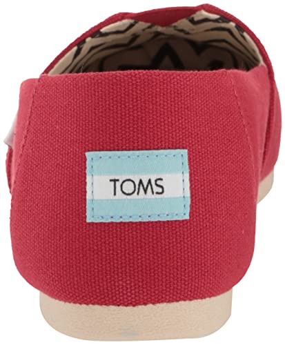 TOMS Women's Alpargata Recycled Cotton Canvas Loafer Flat, Red, 5