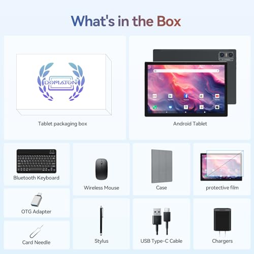 Android 14 Tablet 2024 Newest Tablets, 10 inch Tablet (4+4)GB RAM 64GB ROM 1TB Expand, 2 in 1 Tablet with Keyboard, Case, Stylus, Octa-Core Tablet PC, WiFi 6, Bluetooth, Dual Camera,7000mAh Battery