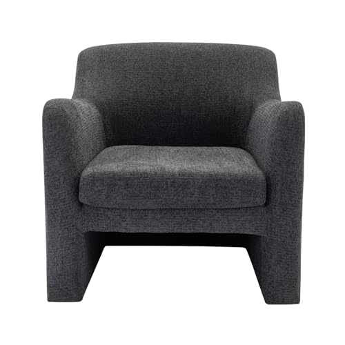 COLAMY Upholstered Sherpa Barrel Accent Chair with Storage Ottoman, Armchair with Lounge Seat for Bedroom/Reading Spaces/Living Room, Grey