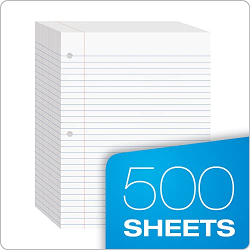 Oxford Filler Paper, 8 x 10-1/2 Inch Wide Ruled Paper, 3 Hole Punch, Loose Leaf Notebook Paper for 3 Ring Binders, 500 sheets (62330), white