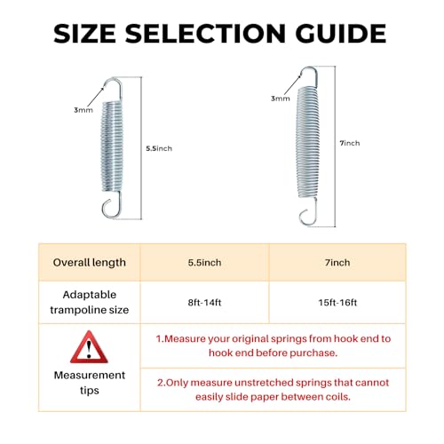 5.5 Inch Trampoline Springs Heavy Duty Stainless Steel Replacement Spring, Set of 16