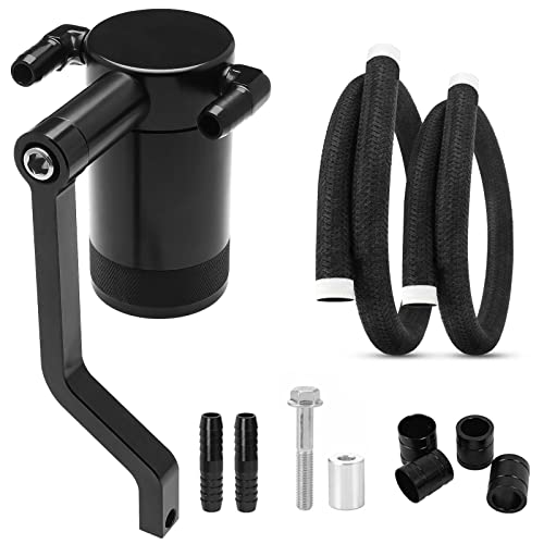 6.4L Billet Oil Catch Can Kit W/ New 5.7 HEMI Z-Bracket Technology Compatible with 2011-2021 Dodge Charger Challenger Chrysler 300 Air Oil Separator,Black
