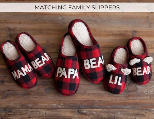 Dearfoams Women's Gifts for Mom Cute Cozy Mothers Day Mama Bear Slipper, Buffalo Plaid, 9-10