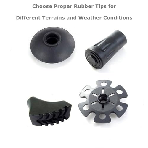 Walking Stick Tips Rubber 4 Pack Trekking Pole Tips Replacement- Rubber Feet for Hiking Poles, Walking Sticks, Trekking Poles | Rubber Tip for Walking Sticks Hiking Trekking Poles | Boot Tips