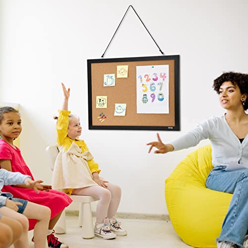 VEVOR Cork Board for Walls, Double-Sided Cork 24" x 18" Bulletin Board Vision Board, Push Pin Board with Framed for Office Home and School