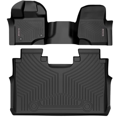 OEDRO Floor Mats Fit for Ford F-250/F-350/F-450 Crew Cab 2012-2016, TPE All-Weather Custom Fit Front & 2nd Seat 2 Row Liner Set, Black