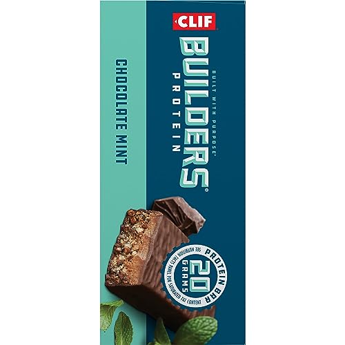 CLIF Builders - Chocolate Mint Flavor - Plant Based Protein Bars - Gluten Free - Non-GMO - Low Glycemic - 20g Protein - 2.4 oz. (6 Pack)