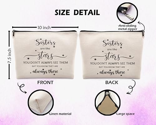 Dwept Funny Sister Gifts from Sisters Makeup Bag, Sister Birthday Gift Ideas Cosmetic Bag, Being My Sister is the Only Gift You Need Makeup Bag for Purse, Big Little Sister Gifts Travel Bag