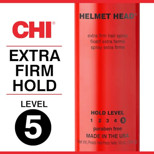 CHI Helmet Head Extra Firm Hairspray, Protects Against Humidity & Creates Voluminous Hairstyles, Sulfate & Paraben-Free, 10 Oz