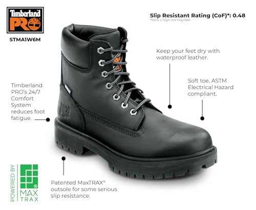 Timberland PRO Men's 6 Black Direct Attach MaxTRAX Soft Toe Waterproof Insulated Boot (10.0 M)