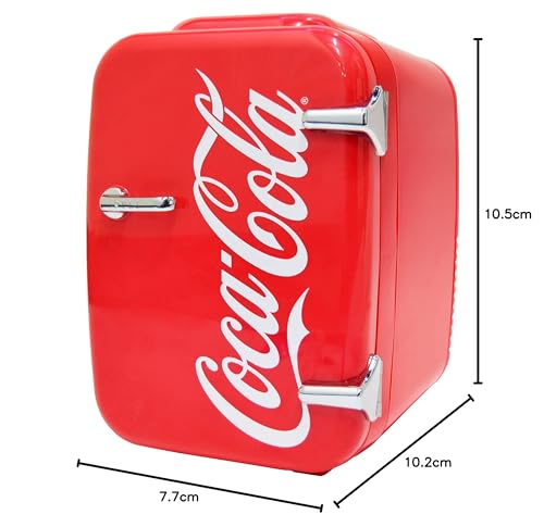 Cooluli Retro Coca-Cola Mini Fridge for Bedroom - Car, Office Desk & College Dorm Room - 4L/6 Can 12V Portable Cooler & Warmer for Food, Drinks & Skincare - AC/DC and Exclusive USB Option (Coke, Red)