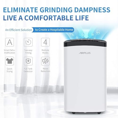 AIRPLUS Dehumidifier for Basement, 1,500 Sq. Ft Powerful Dehumidifier for Home,Large Rooms, Bedrooms, Sufficient Capacity Water Tank with Drain Hose -30 Pints(AP1907)