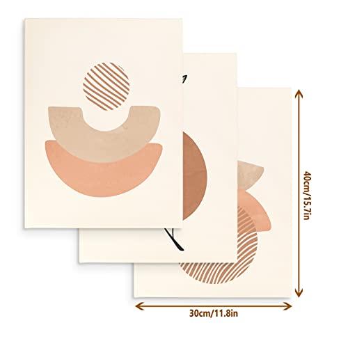Boho Minimalist Wall Art Set - Modern Framed Canvas Prints Featuring Bohemian Style, Geometric Figures, and Abstract Art - Ideal for Home or Office Wall Decor (12"x16", Set of 3)