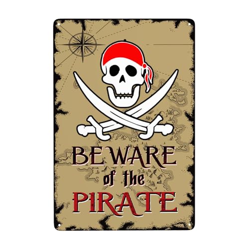 Pirate Theme Signs Decor Metal Sign Pirates Only All Others Will Walk The Plank Signs 12x8 Inches (Pirate01)