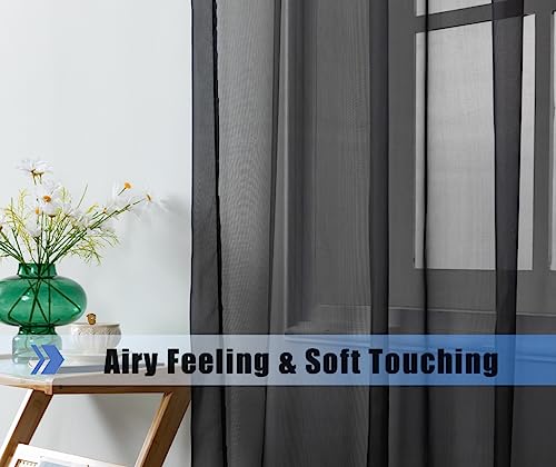WPM Black Window Scarf Extra Long Sheer Window Scarf Valance. 38”W x 216”L Valances Voile Swag for Windows- Living Room, Kitchen, Wedding Arches, Bedroom Décor, Events. Fully Stitched and Hemmed
