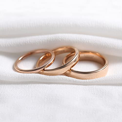 SHINYSO 4mm Tungsten Carbide Ring Dome Polished Wedding Band for Men Women Rose Gold Comfort Fit Size 12