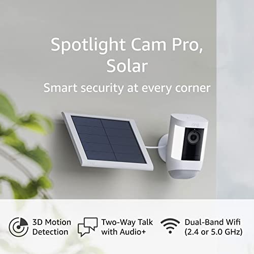 Ring Spotlight Cam Pro, Solar | 3D Motion Detection, Two-Way Talk with Audio+, and Dual-Band Wifi (2022 release) - White